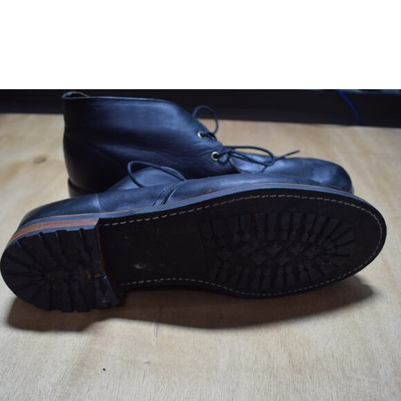 UGG Men’s Black Leather Lace‑Up Ankle Boots – Size 12 - Picture 4 of 4